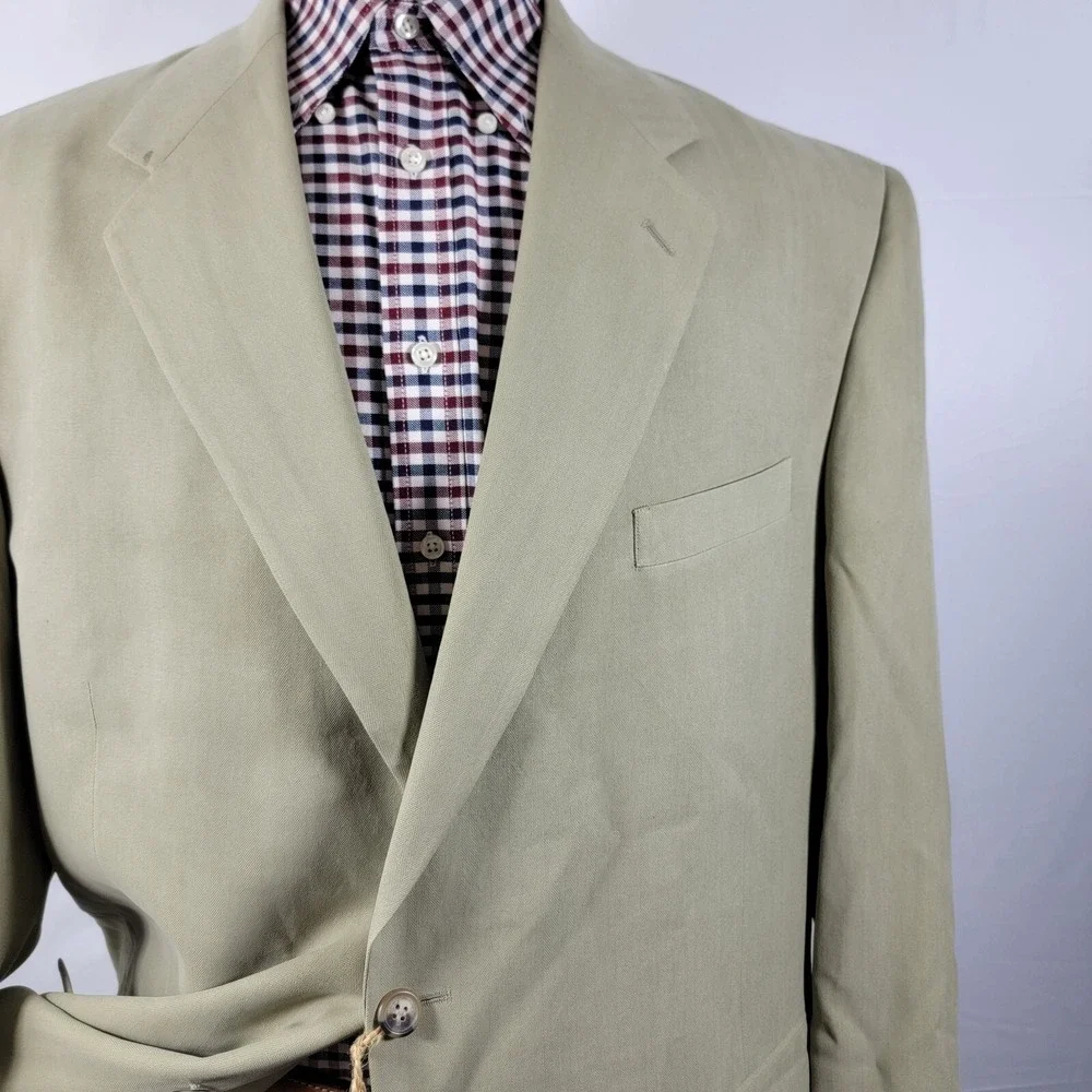 Boca Classics Island Wear Men's Sport Coat Two Button Beige Herringbone Silk 48L